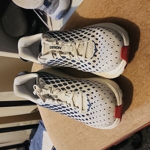 Red, white, and blue Hoka One One